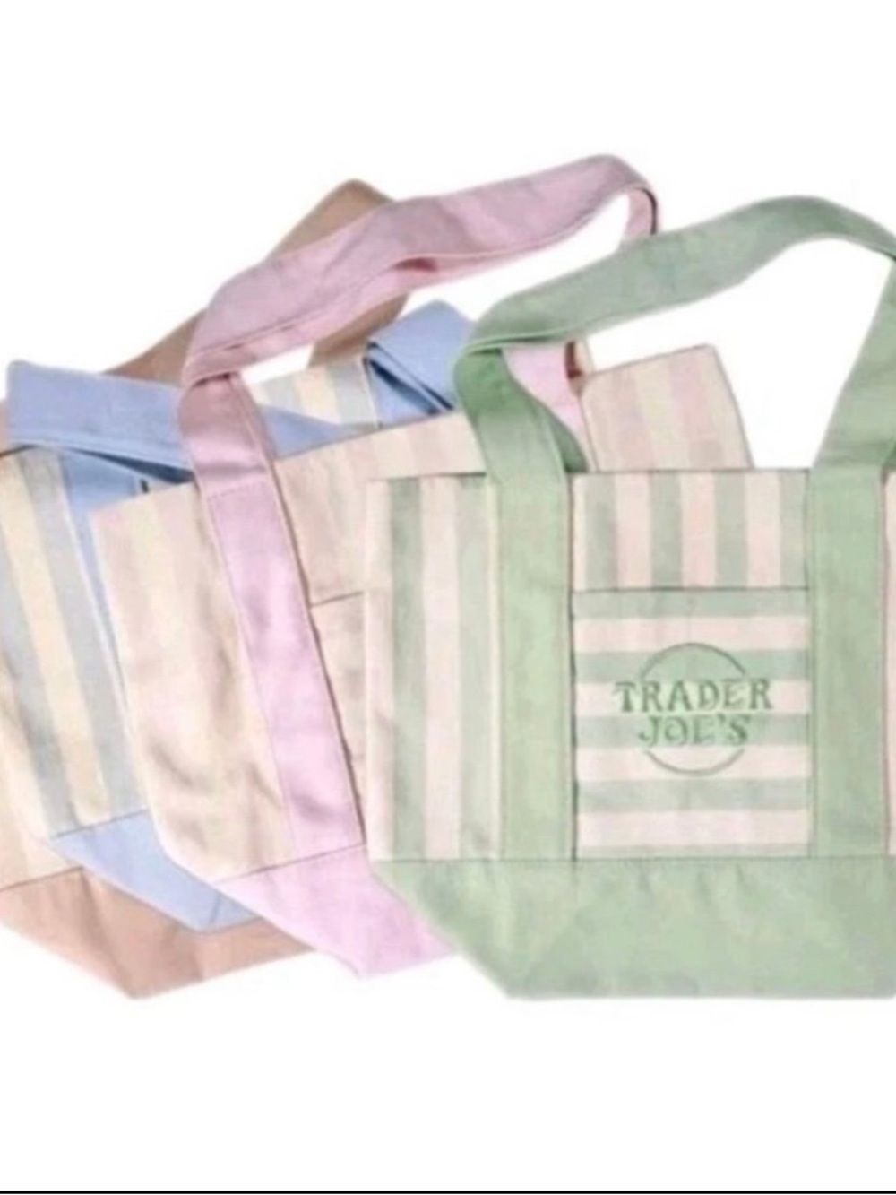 Trader Joe's Pastel Striped Tote Bag - Set of 4